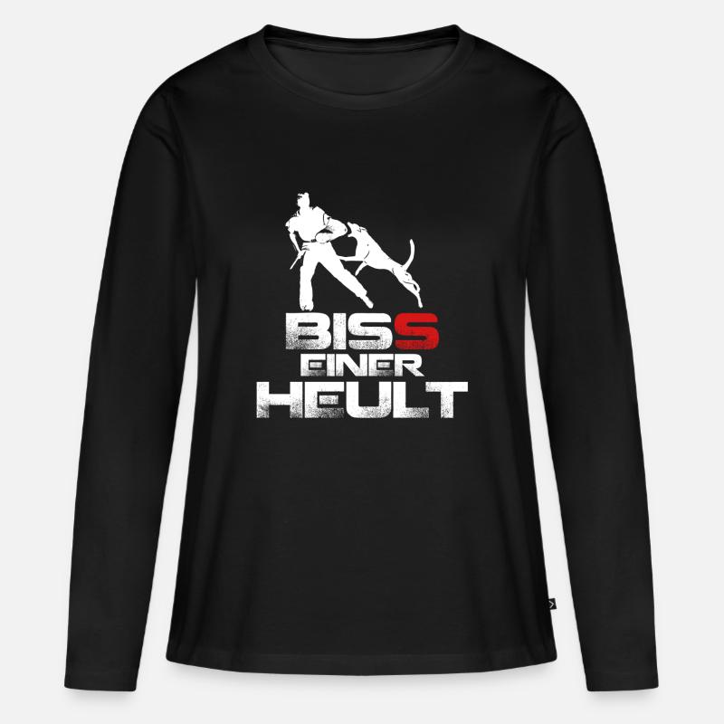 Biss einer heult - Frauen Premium Bio Langarmshirt - Schwarz