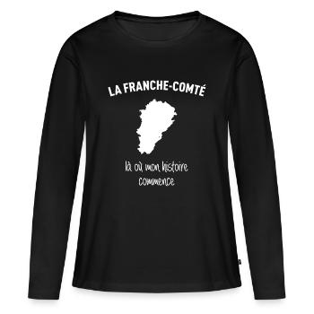 franche-comte-histoire - T-shirt manches longues Premium bio Femme - noir - Devant - Julia (174cm)