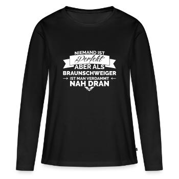Braunschweig Braunschweiger - Frauen Premium Bio Langarmshirt - Schwarz - Vorne - Julia (174cm)