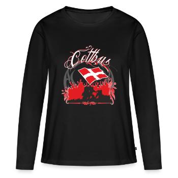 cottbus - Frauen Premium Bio Langarmshirt - Schwarz - Vorne - Julia (174cm)