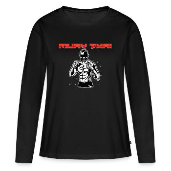 Muay Thai - T-shirt manches longues Premium bio Femme - noir - Devant - Julia (174cm)