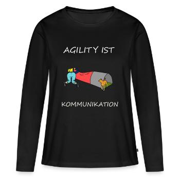 L'agilité est - communication - T-shirt manches longues Premium bio Femme - noir - Devant - Julia (174cm)