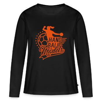 Handball Mädels - Frauen Premium Bio Langarmshirt - Schwarz - Vorne - Julia (174cm)
