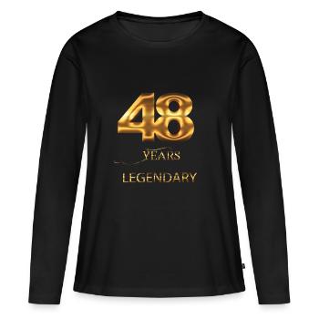 48. Geburtstag - Frauen Premium Bio Langarmshirt - Schwarz - Vorne - Julia (174cm)