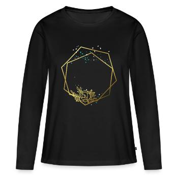 Cadre Or Rose Hexagone Abstrait Hexagone - T-shirt manches longues Premium bio Femme - noir - Devant - Julia (174cm)