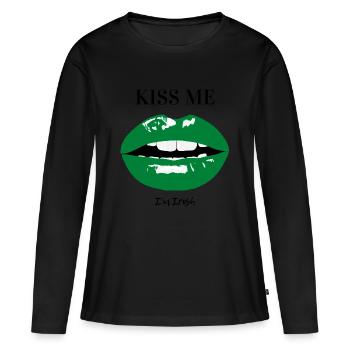 Embrasse-moi, je suis irlandais - T-shirt manches longues Premium bio Femme - noir - Devant - Julia (174cm)
