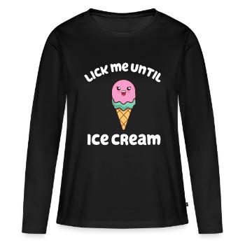 Lèche-moi jusqu’à la crème glacée - T-shirt manches longues Premium bio Femme - noir - Devant - Julia (174cm)