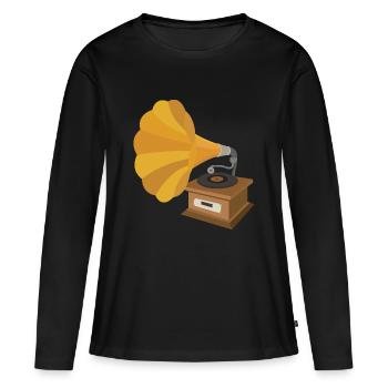 gramophone - Women's Premium Organic Long Sleeve Shirt - black - Front - Julia (174cm)