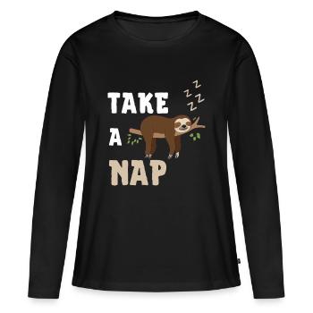 take a nap - Frauen Premium Bio Langarmshirt - Schwarz - Vorne - Julia (174cm)
