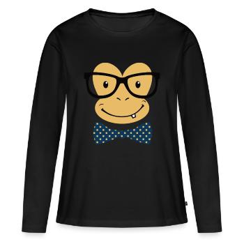 nerdy monkey - T-shirt manches longues Premium bio Femme - noir - Devant - Julia (174cm)