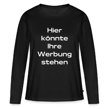Hier könnte Ihre Werbung stehen - Frauen Premium Bio Langarmshirt - Schwarz - Vorne - Julia (174cm)