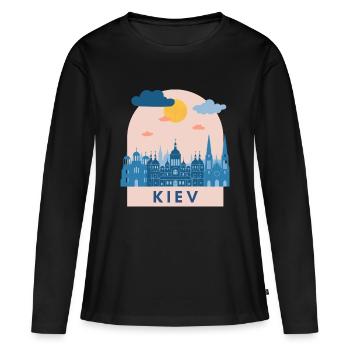 Ukraine Kiev Design Logo Europe Kiev - T-shirt manches longues Premium bio Femme - noir - Devant - Julia (174cm)