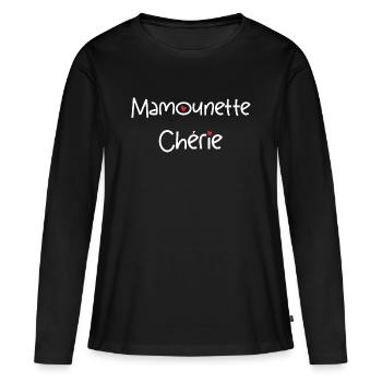 mamounette chérie - T-shirt manches longues Premium bio Femme - noir - Devant - Julia (174cm)