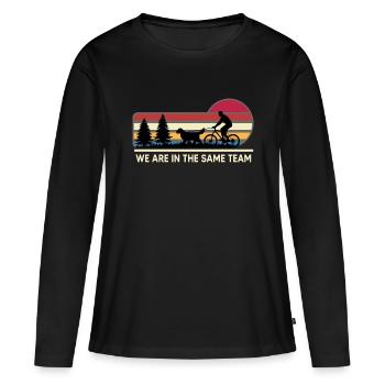 bikejöring zughundesport "team bikejöring" - Frauen Premium Bio Langarmshirt - Schwarz - Vorne - Julia (174cm)