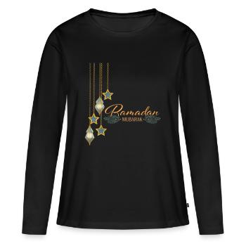 Ramadan Moubarak Jeûne Islam - T-shirt manches longues Premium bio Femme - noir - Devant - Julia (174cm)