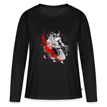 Le combattant - T-shirt manches longues Premium bio Femme - noir - Devant - Julia (174cm)