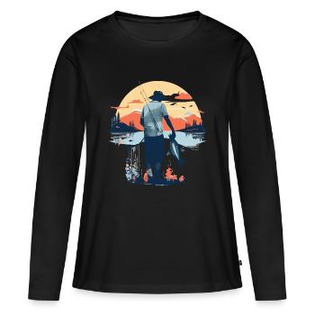 Pêche en lac - T-shirt manches longues Premium bio Femme - noir - Devant - Julia (174cm)