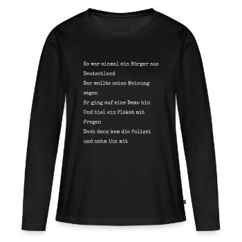 Manifestation Liberté d’expression Poème - T-shirt manches longues Premium bio Femme - noir - Devant - Julia (174cm)