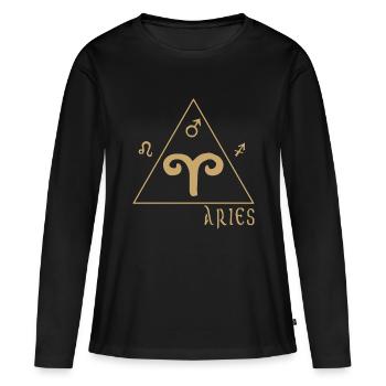 Widder - Frauen Premium Bio Langarmshirt - Schwarz - Vorne - Julia (174cm)