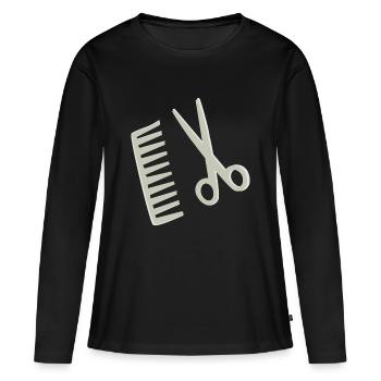 Coiffure - T-shirt manches longues Premium bio Femme - noir - Devant - Julia (174cm)