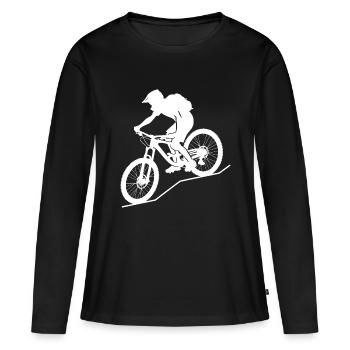 Vététiste dynamique - T-shirt manches longues Premium bio Femme - noir - Devant - Julia (174cm)
