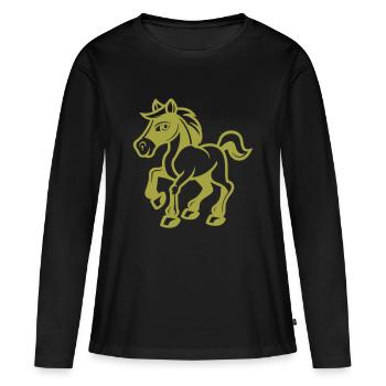Cheval - T-shirt manches longues Premium bio Femme - noir - Devant - Julia (174cm)