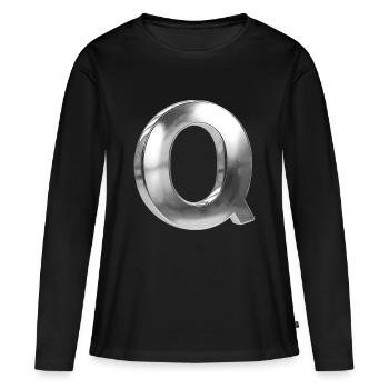 Chrome ,, Q " Métallisé - T-shirt manches longues Premium bio Femme - noir - Devant - Julia (174cm)