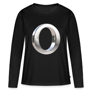 Chrome ,, O " Métallisé - T-shirt manches longues Premium bio Femme - noir - Devant - Julia (174cm)
