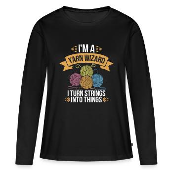 Enchanting creations made of yarn - Women's Premium Organic Long Sleeve Shirt - black - Front - Julia (174cm)