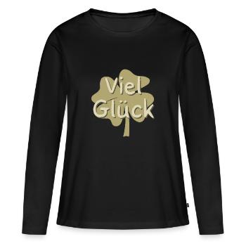 Bonne chance trèfle - T-shirt manches longues Premium bio Femme - noir - Devant - Julia (174cm)