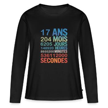 17 Ans – Le Temps en Secondes, Minutes - Frauen Premium Bio Langarmshirt - Schwarz - Vorne - Julia (174cm)