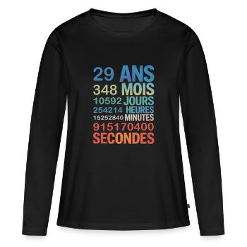 29 Ans en Chiffres – Design Anniversaire Créatif - Frauen Premium Bio Langarmshirt - Schwarz - Vorne - Julia (174cm)