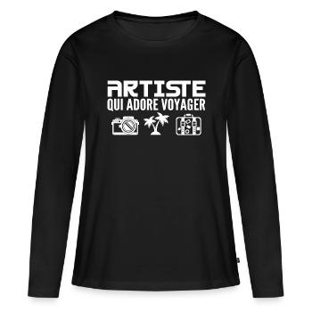Reisende & Künstler: Leidenschaft & Entdeckung - Frauen Premium Bio Langarmshirt - Schwarz - Vorne - Julia (174cm)