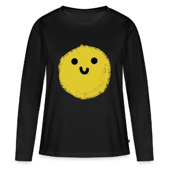 Balloy (Boule jaune) - T-shirt manches longues Premium bio Femme - noir - Devant - Julia (174cm)