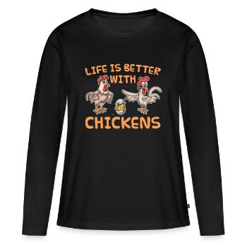 Chicken chickens - Women's Premium Organic Long Sleeve Shirt - black - Front - Julia (174cm)