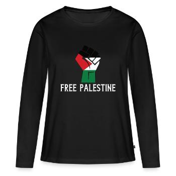 Free Palestine Gaza Ramallah Cisjordanie Free - T-shirt manches longues Premium bio Femme - noir - Devant - Julia (174cm)