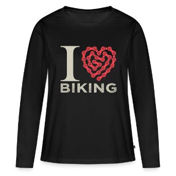 I love biking j aime le vélo - T-shirt manches longues Premium bio Femme - noir - Devant - Julia (174cm)