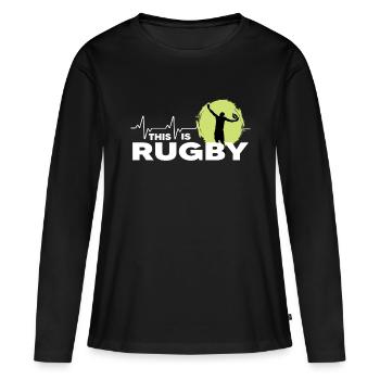 rugby joueurs de rugby saison de rugby c’est le rugby - T-shirt manches longues Premium bio Femme - noir - Devant - Julia (174cm)