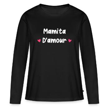 Mamita d'amour - T-shirt manches longues Premium bio Femme - noir - Devant - Julia (174cm)