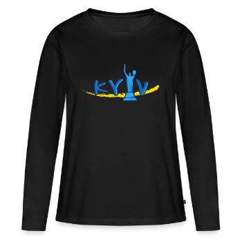 UKRAINE « Capitale Kiev » slava ukraini Kiev - T-shirt manches longues Premium bio Femme - noir - Devant - Julia (174cm)