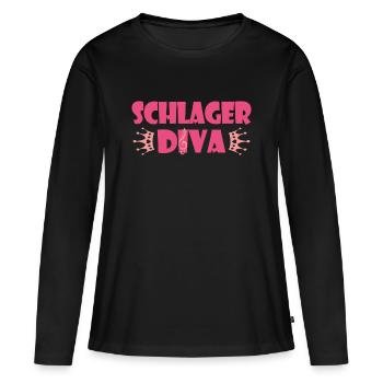 Schlager Diva Schlagermusik Schlagerparty - Frauen Premium Bio Langarmshirt - Schwarz - Vorne - Julia (174cm)
