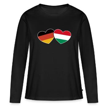 Deutsch Ungarische Freundschaft - Geschenk - Frauen Premium Bio Langarmshirt - Schwarz - Vorne - Julia (174cm)