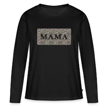 Mom "mom straight leopard" mom - Women's Premium Organic Long Sleeve Shirt - black - Front - Julia (174cm)
