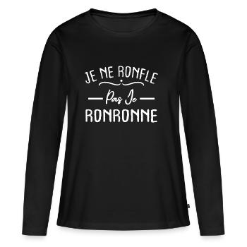 Je ne ronfle pas je ronronne - T-shirt manches longues Premium bio Femme - noir - Devant - Julia (174cm)
