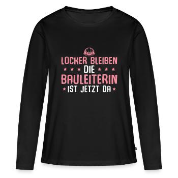 Bauleiterin Spruch Bauleitung - Frauen Premium Bio Langarmshirt - Schwarz - Vorne - Julia (174cm)