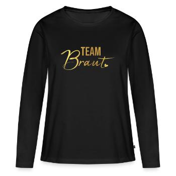 JGA Team Braut Gold - Frauen Premium Bio Langarmshirt - Schwarz - Vorne - Julia (174cm)