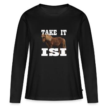 Cheval islandais Take it Isi - T-shirt manches longues Premium bio Femme - noir - Devant - Julia (174cm)