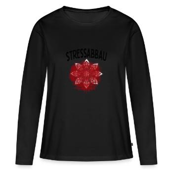 La réduction du stress Mandala qui est stressé ici ? - T-shirt manches longues Premium bio Femme - noir - Devant - Julia (174cm)