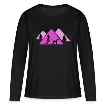 canicross laufen mit hund zughund hundetrainer - Frauen Premium Bio Langarmshirt - Schwarz - Vorne - Julia (174cm)