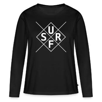 Surf - Surfer - Frauen Premium Bio Langarmshirt - Schwarz - Vorne - Julia (174cm)